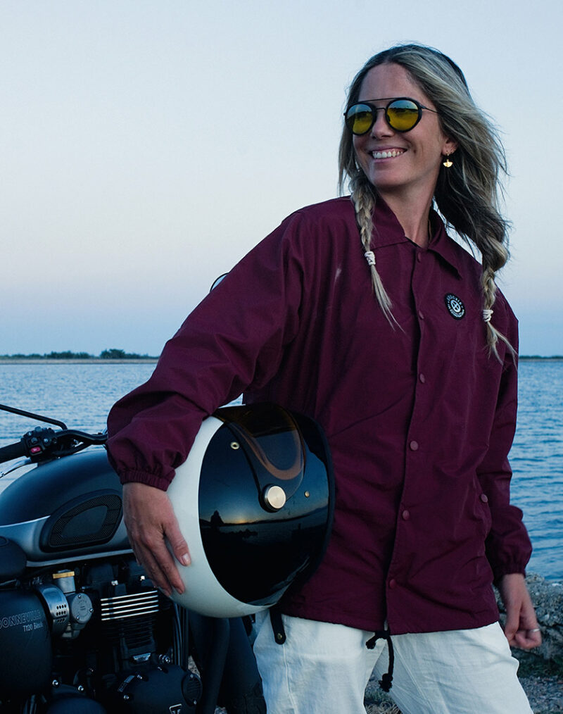 Eudoxie Lili Bordeaux Motorrad Windjacke Retro Reflektierend Wasserdicht Motorrad Roadtrip Futter Check Logo Patch