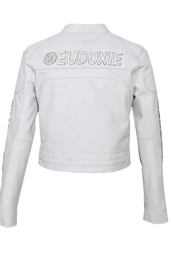 Andy Clear Eudoxie Weiße Motorrad-Lederjacke für Damen