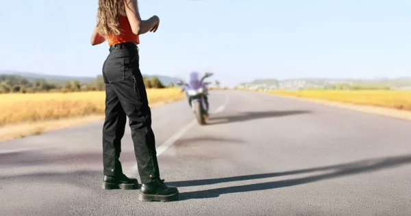 Eudoxie Damen Cargo-Motorradhose mit hoher Taille