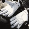 Clear approved motorcycle gloves worn