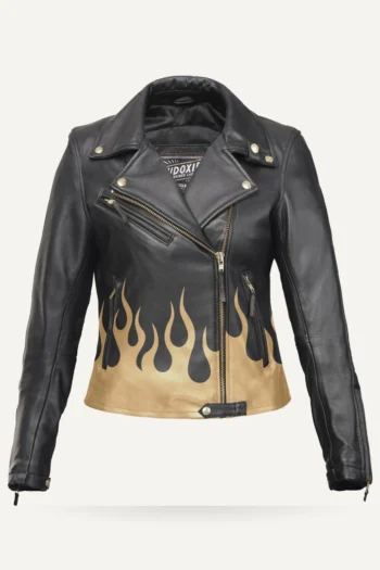 AA-geprüfte Damen-Leder-Motorradjacke - Burn